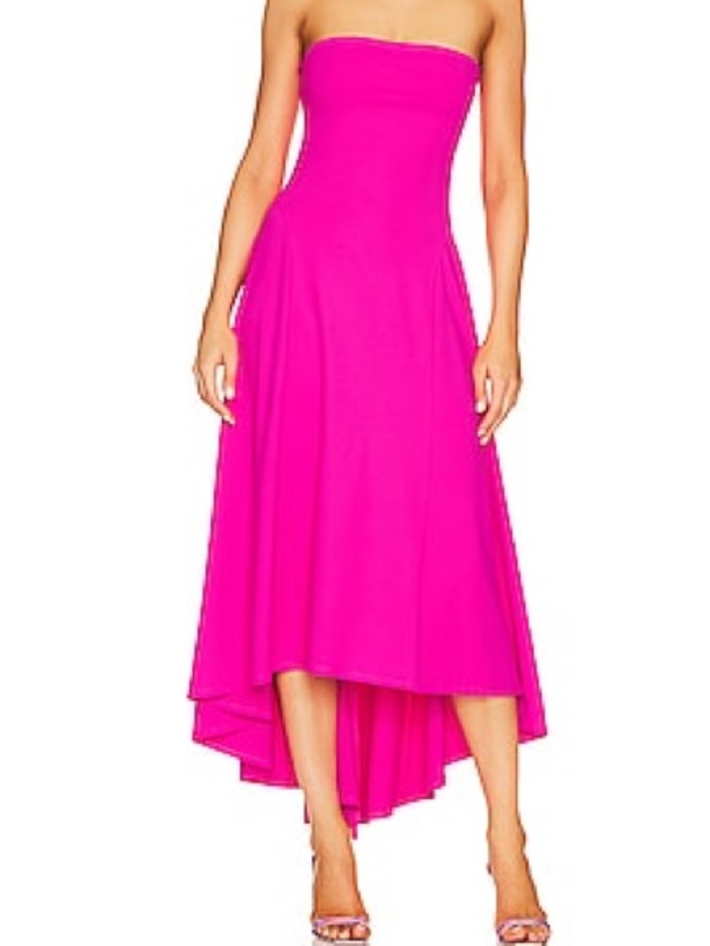 Susana Monaco Strapless High-Low Dress in Hot Pink